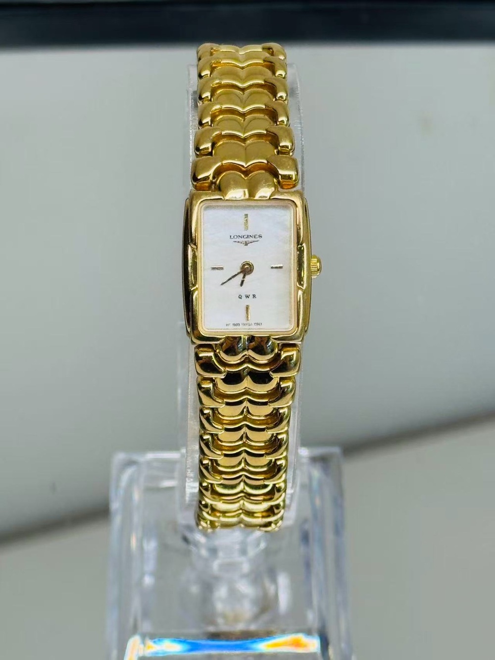 Vintage Longines Gold Tone Rectangular Women’s Quartz Watch QWR New Battery Runs